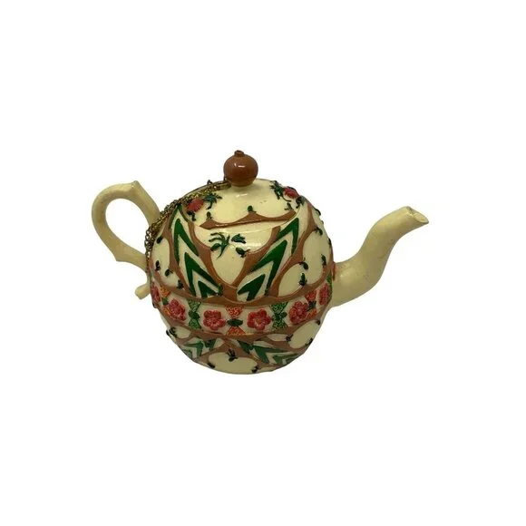 Vintage Nini Japan Hand Painted Teapot Trinket Box Floral Staffordshire Style - Picture 5 of 11